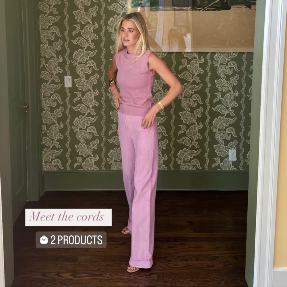 NWT Julia Amory mauve mist cord high waisted wide leg trousers pants Small